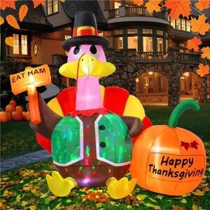 Thanksgiving Inflatable Turkey Outdoor Decorations 6FT with Colorful Tail Blow